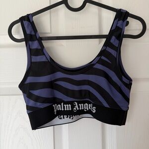 Palm Angels Black and Purple Zebra-Print Sports Bra